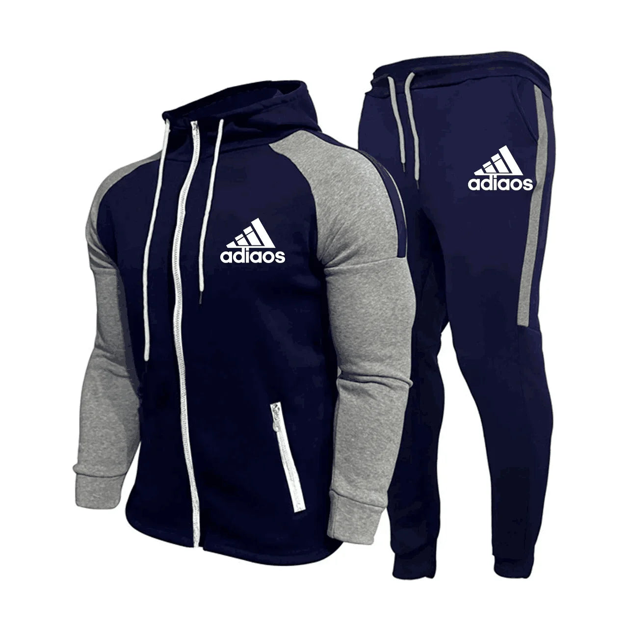 Autumn And Winter Men's Hooded Sportswear Set, Contrasting