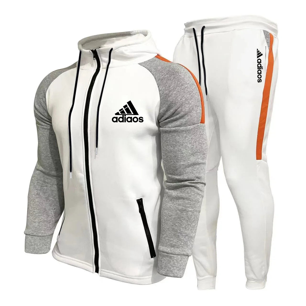 Autumn And Winter Men's Hooded Sportswear Set, Contrasting