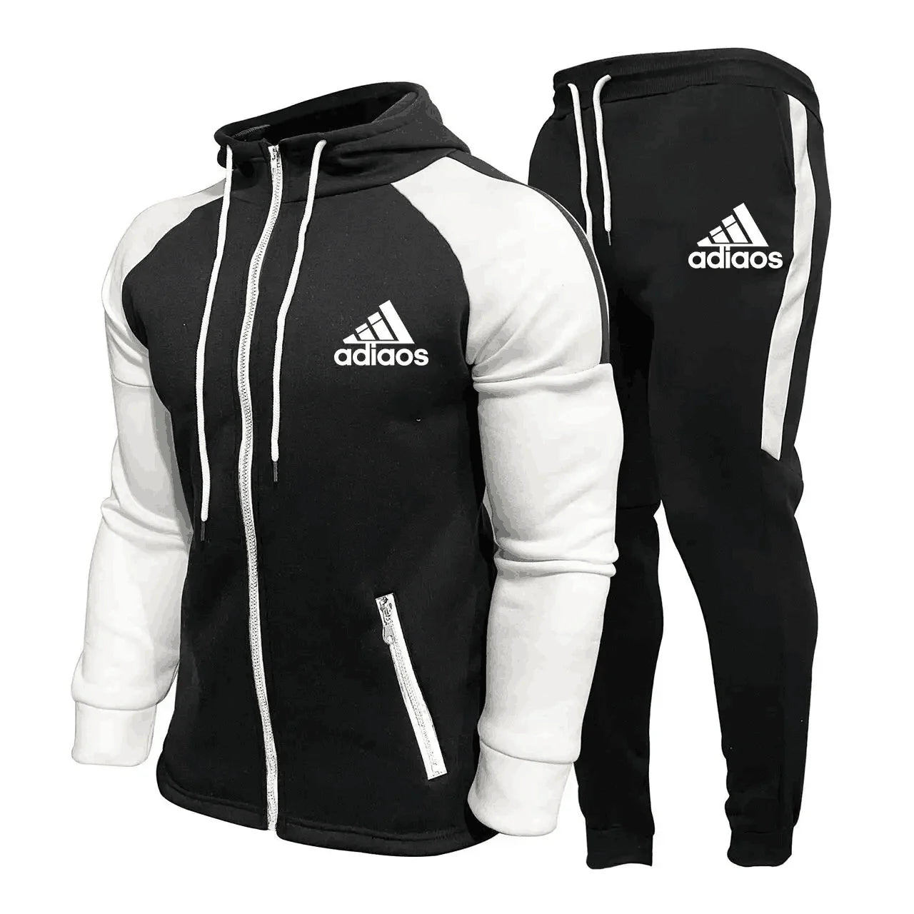 Autumn And Winter Men's Hooded Sportswear Set, Contrasting