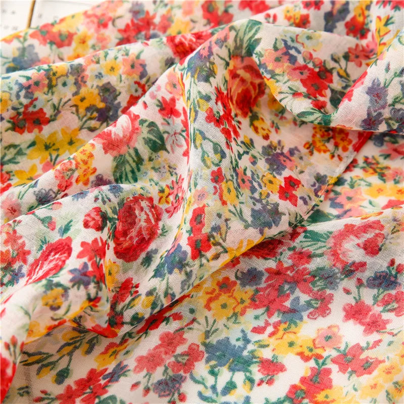 Floral Fringe Viscose Shawl Scarf