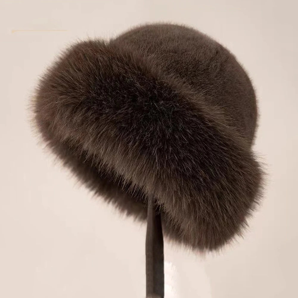 Fur Bucket Hat for Women