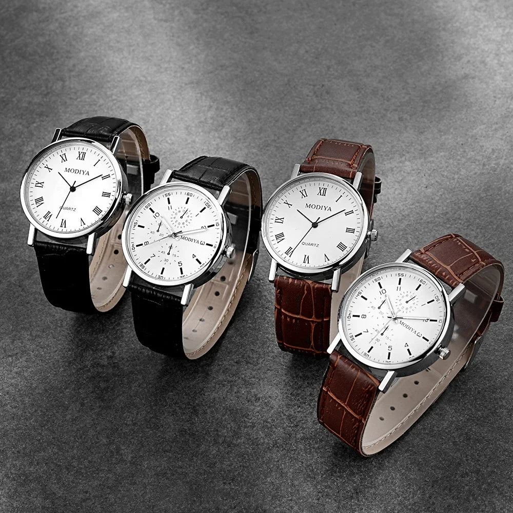 Men Watches Business Leather Strap