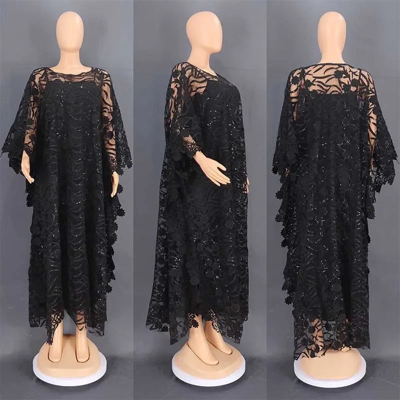 White Lace Hollow Africa Dresses for Muslim Women Dress