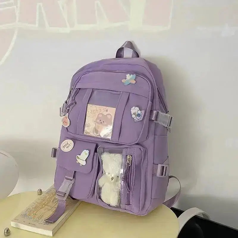 Preppy School Bag Student Backpack Nylon Cute Girl Backpack
