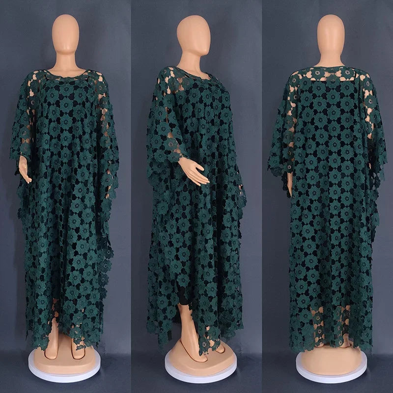 White Lace Hollow Africa Dresses for Muslim Women Dress