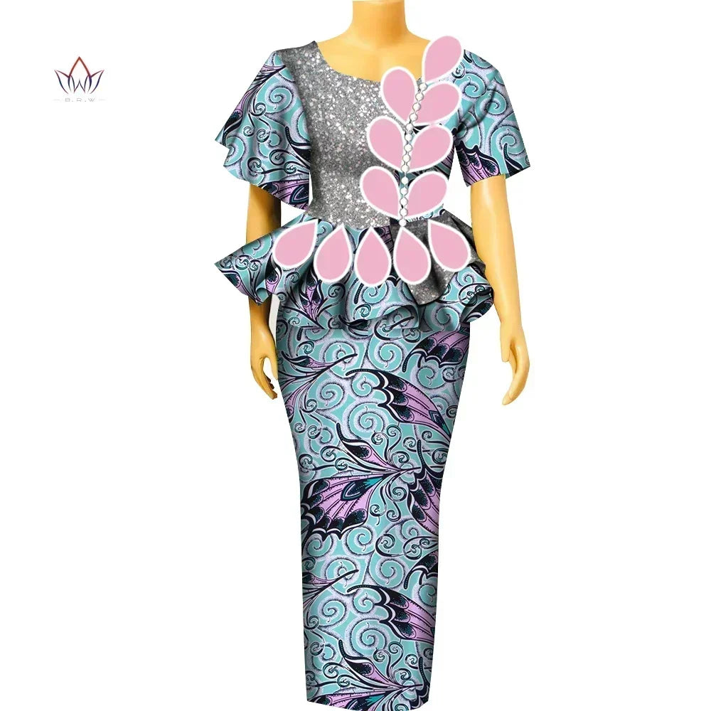 BintaRealWax Africa Two Piece Set for Women Dashiki Water