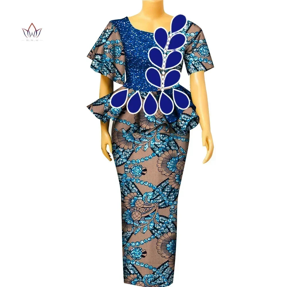 BintaRealWax Africa Two Piece Set for Women Dashiki Water