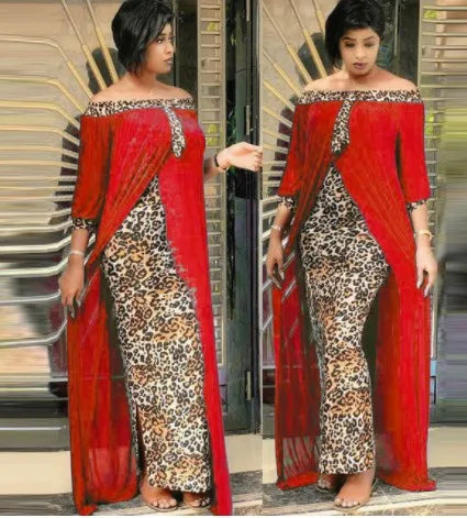 Plus Size Clothing Autumn Sexy Leopard Printed Dashiki Dresses