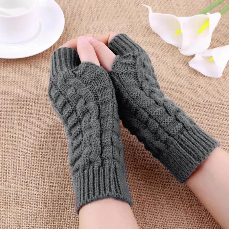 Women Long Fingerless Gloves for Winter