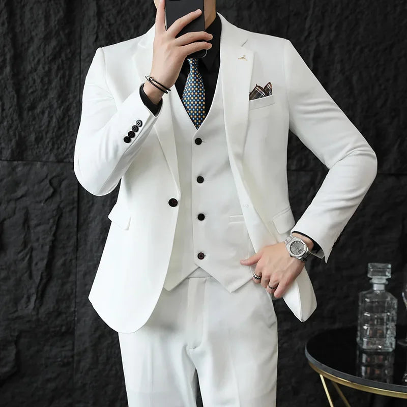 Men's Suit Jacket Vest Pants Casual Business Wearing