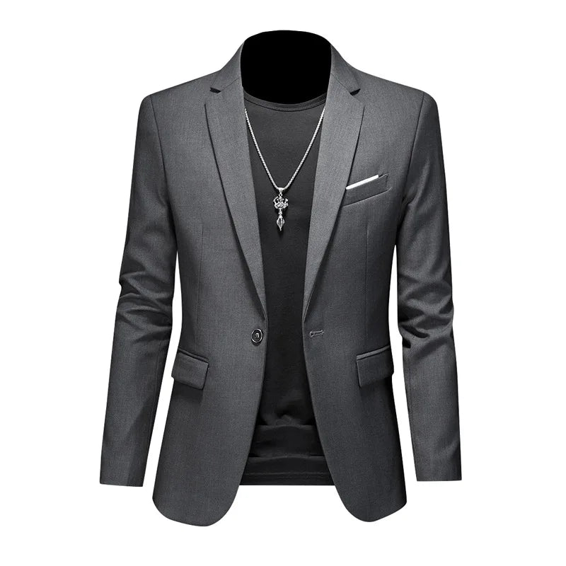 Men Business Casual Blazer Plus Size M-6XL Solid Color Suit