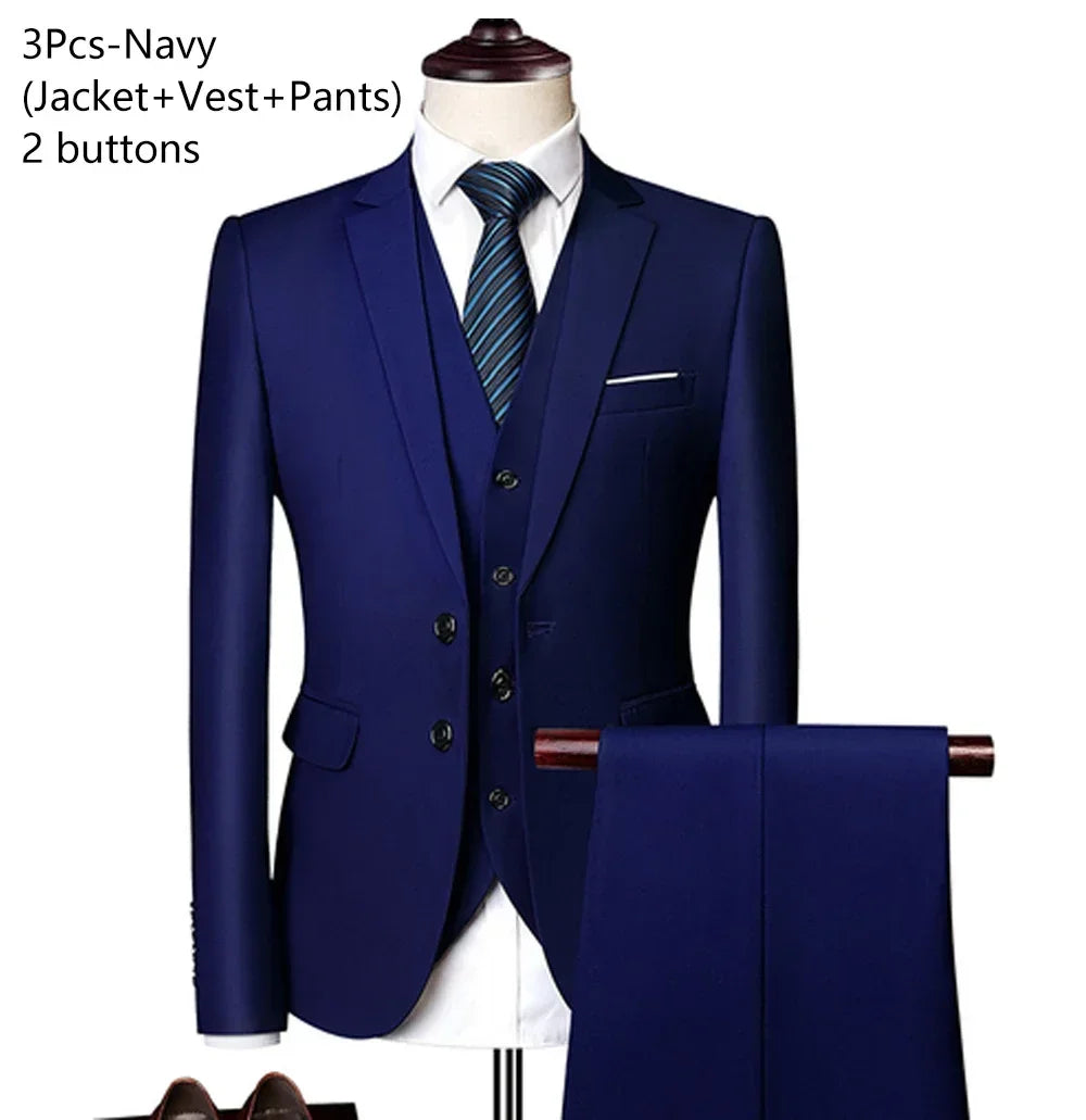 Men Suits For Business Wedding Blazers  Pieces Sets Elegant