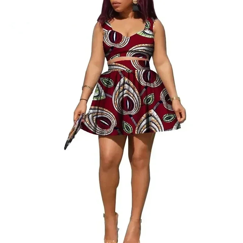 Stock Size Low Price African Tops and Skirt Set for Women