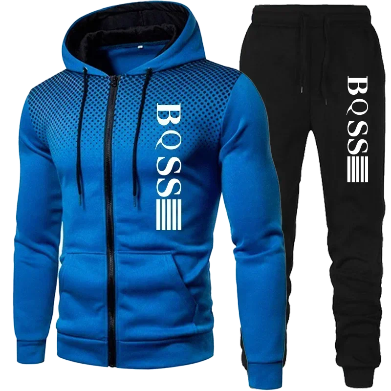 New Men's Clothing Sweatshirt Suit Fall Winter Zipper Suit Sweater