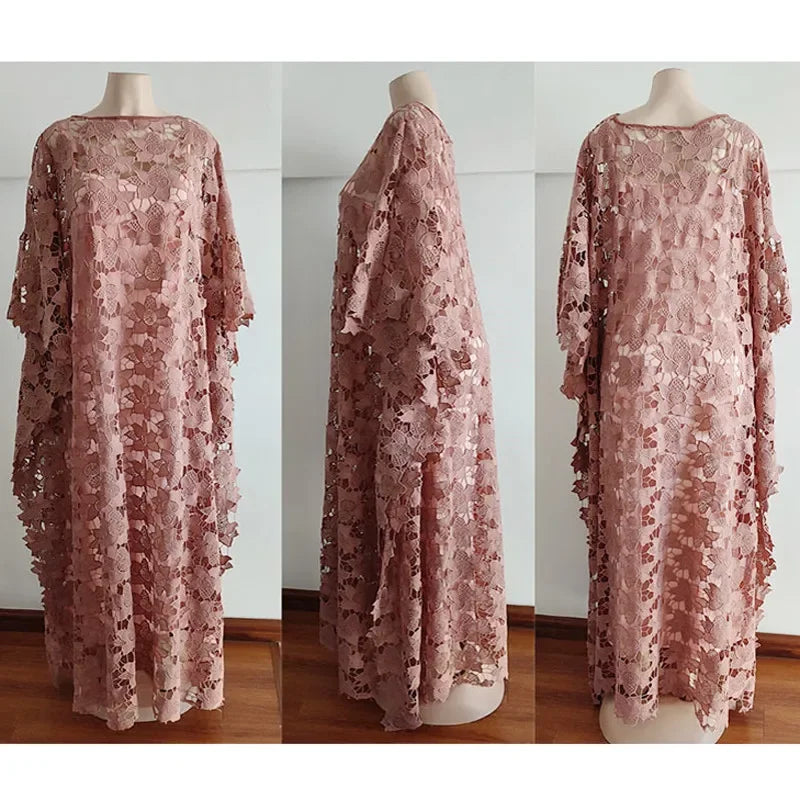 White Lace Hollow Africa Dresses for Muslim Women Dress