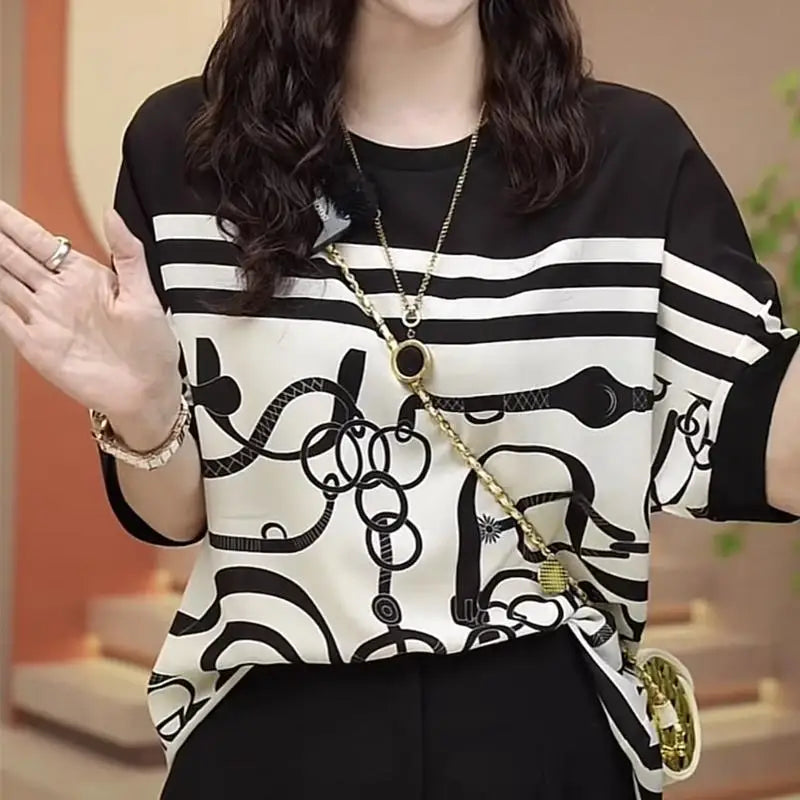 Casual Stripe Printed Women's T.Shirt