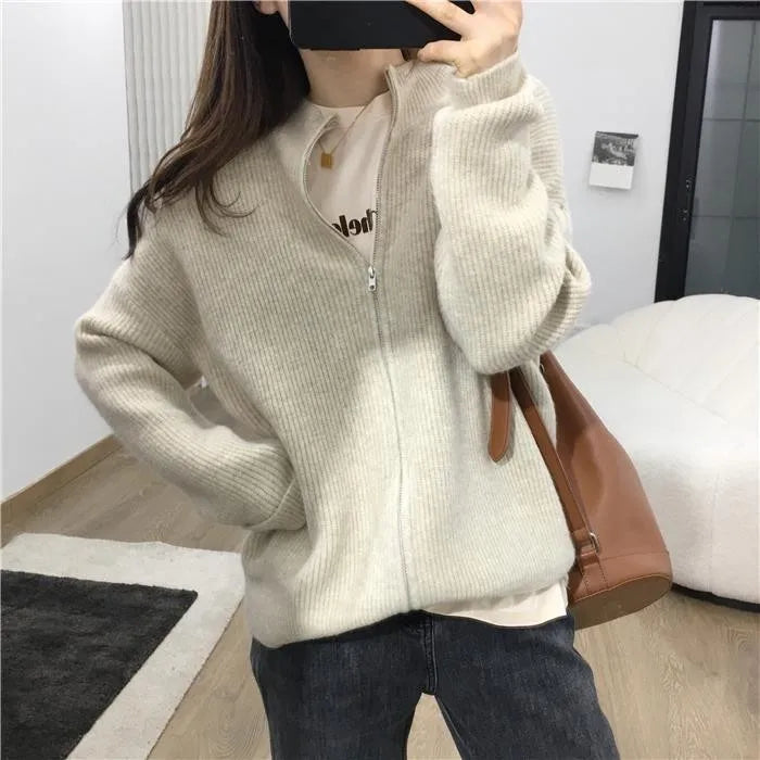 Autumn And Winter  Cashmere Zipper Women's  Coat