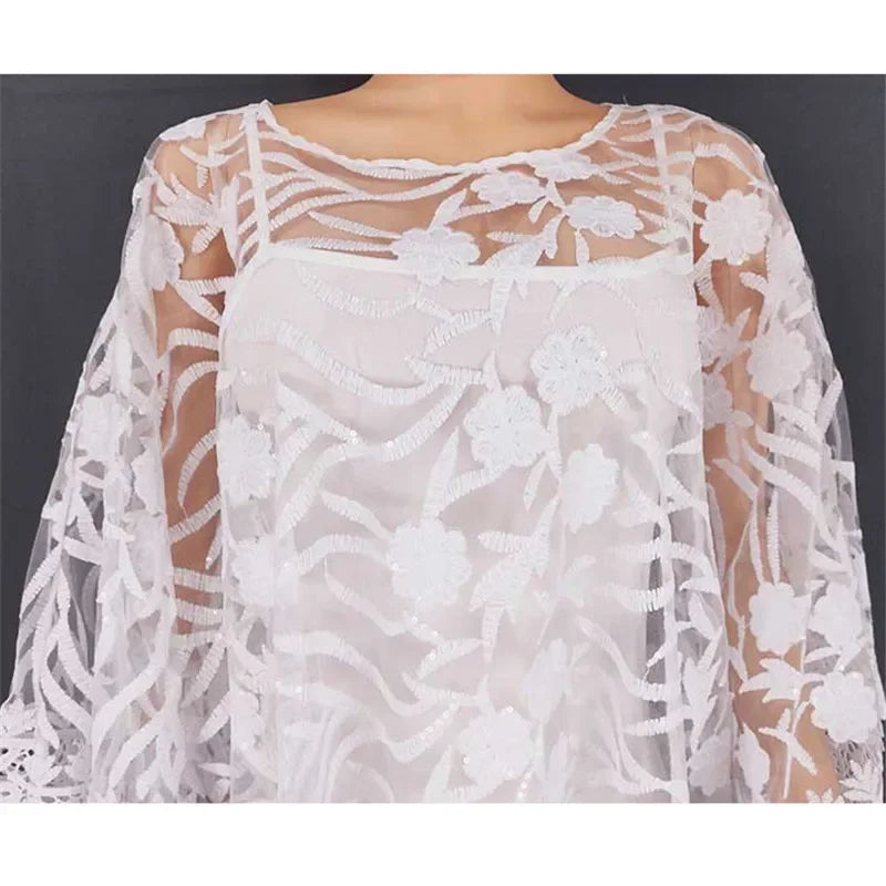 White Lace Hollow Africa Dresses for Muslim Women Dress