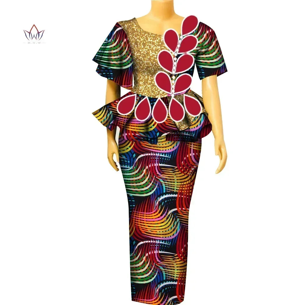 BintaRealWax Africa Two Piece Set for Women Dashiki Water