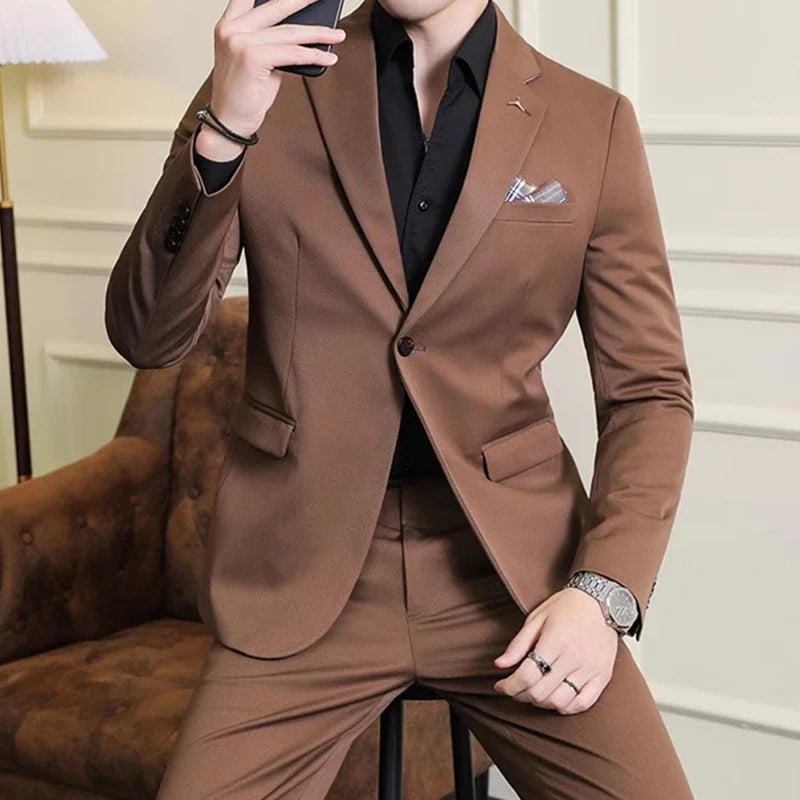 Men's Suit Jacket Vest Pants Casual Business Wearing