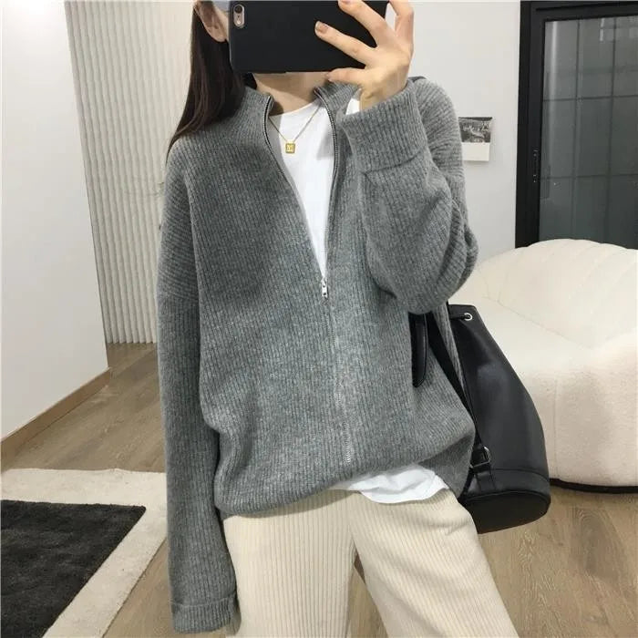 Autumn And Winter  Cashmere Zipper Women's  Coat