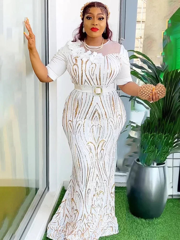 Luxury Sequin Dresses For Women Dubai African Wedding Party