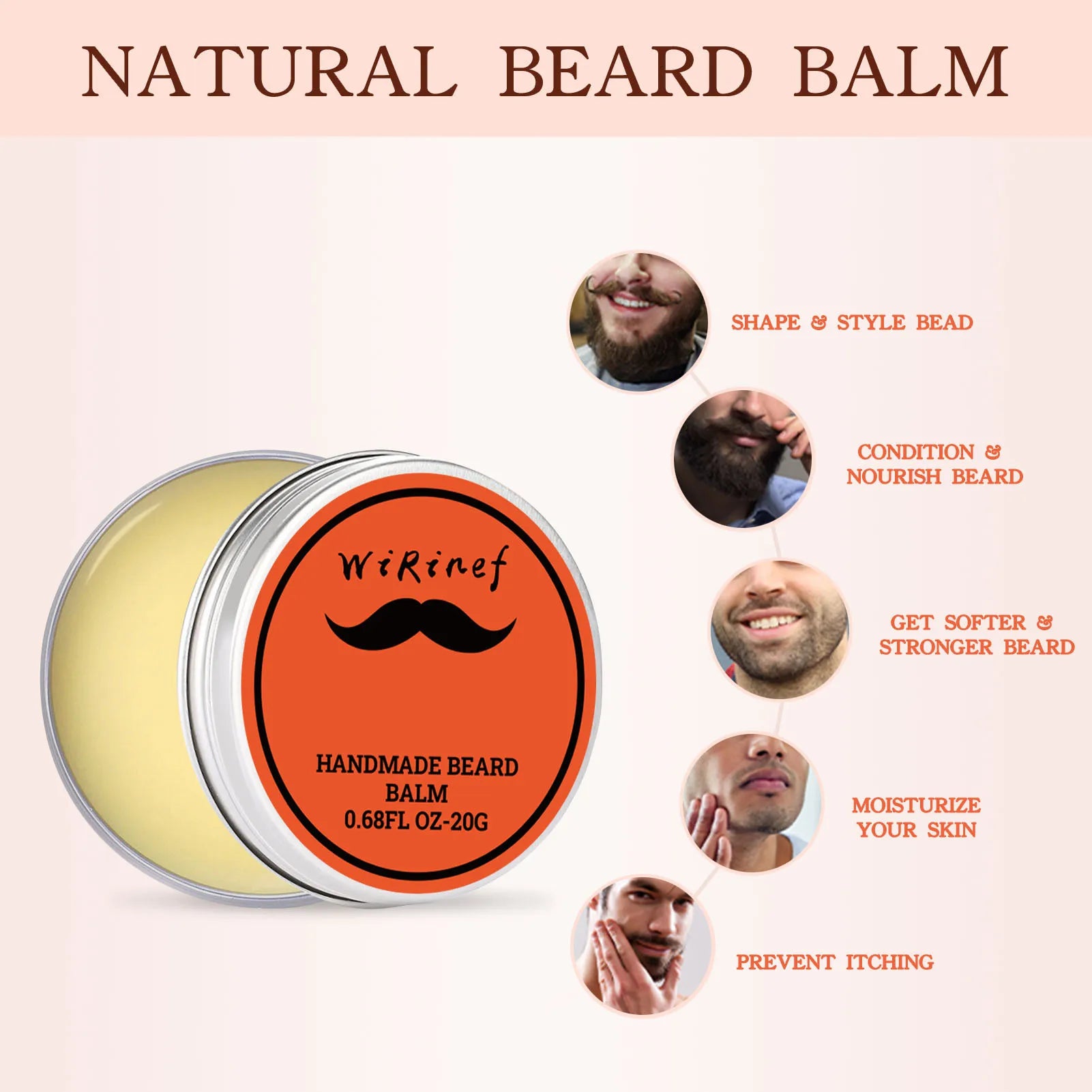 Natural Beard Balm Wax Man Beard Growth Oil Moisturizing