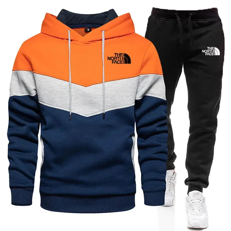 Men's spring and autumn sweatpants two-piece set printed