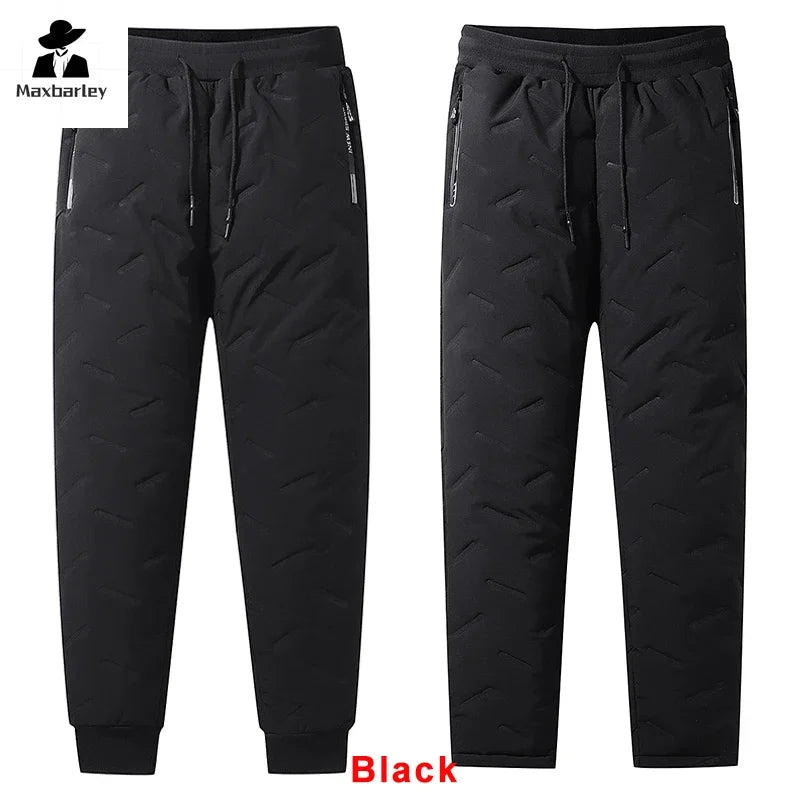 Winter Zip Pockets Thicken Fleece Sweatpants