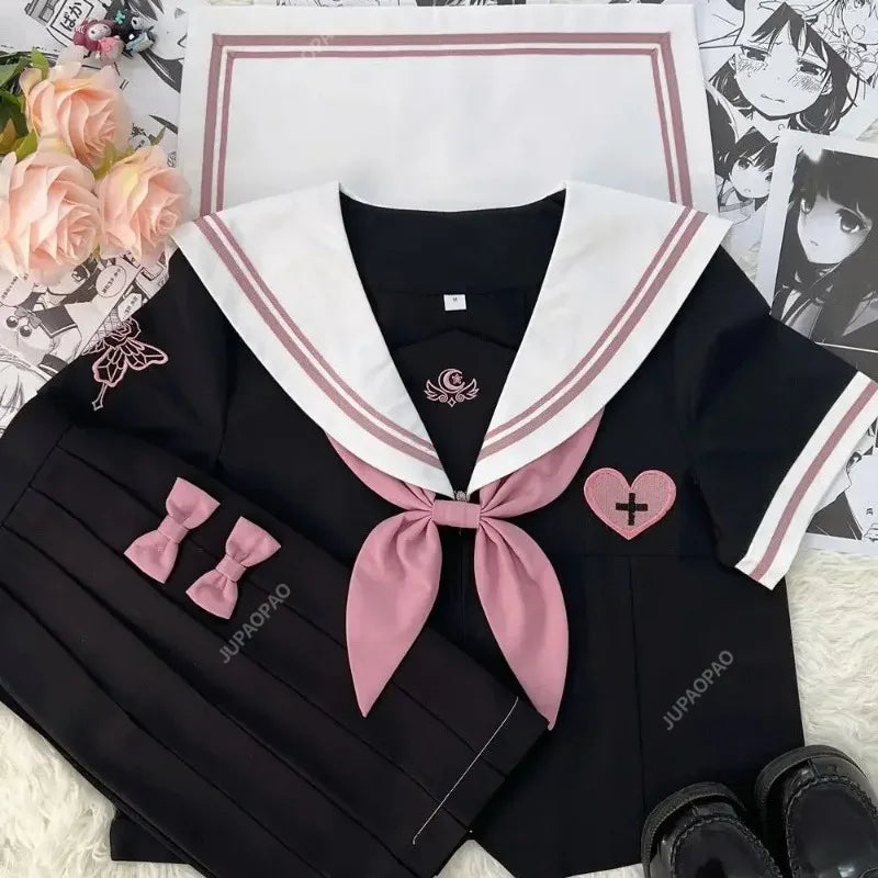 JK Korean uniform suit Japanese student pleated skirt