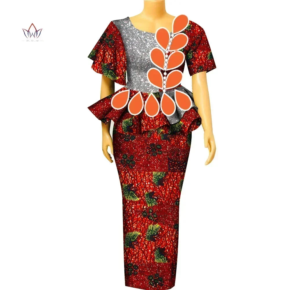 BintaRealWax Africa Two Piece Set for Women Dashiki Water