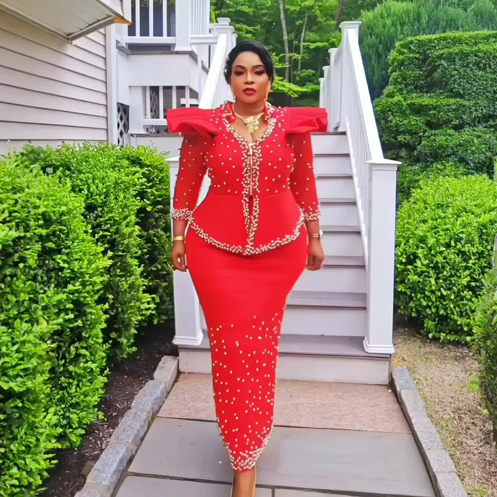 Modern design african suits for women Mesh fabric Dresses