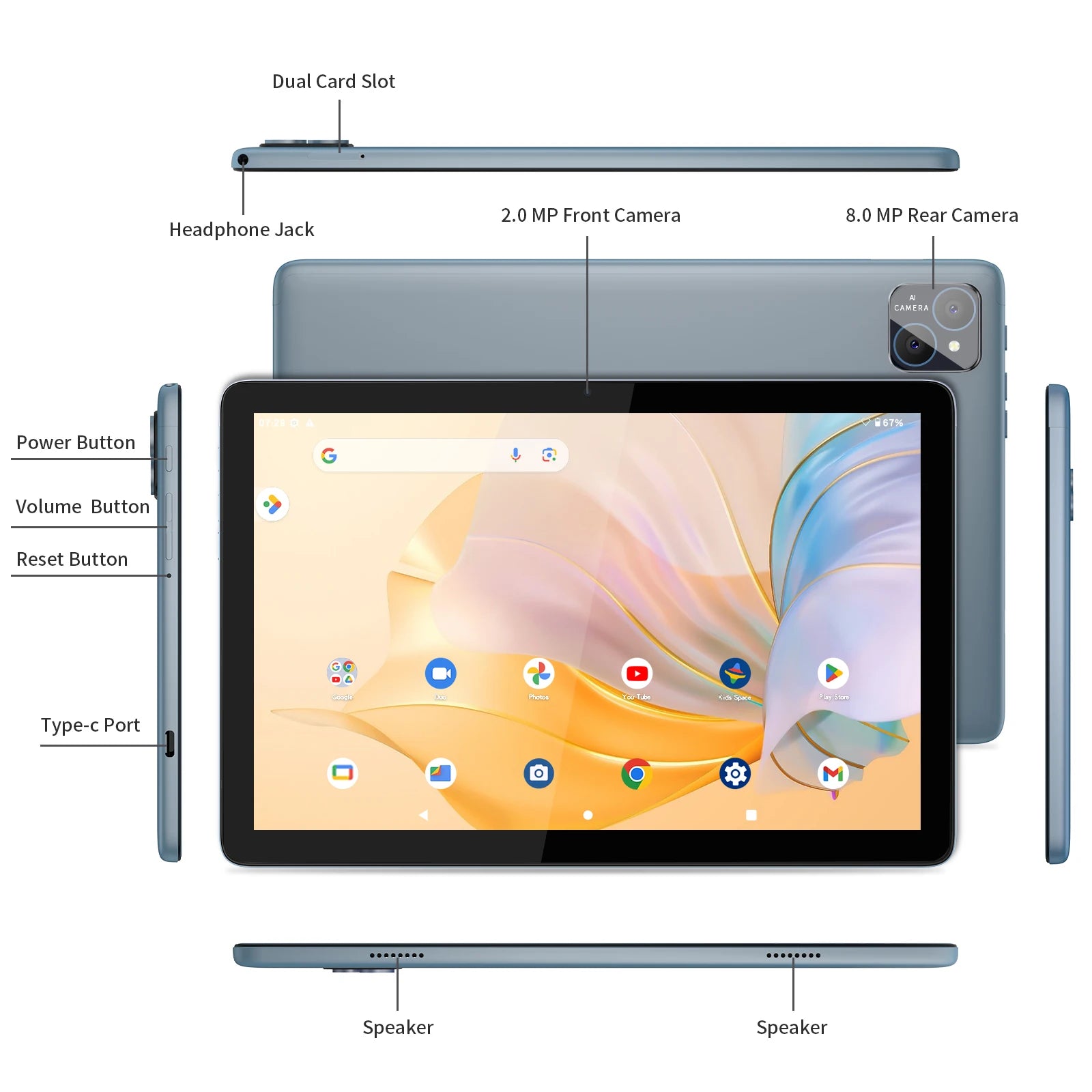 PRITOM TAB11 Android 14 Tablet 10 Inch,