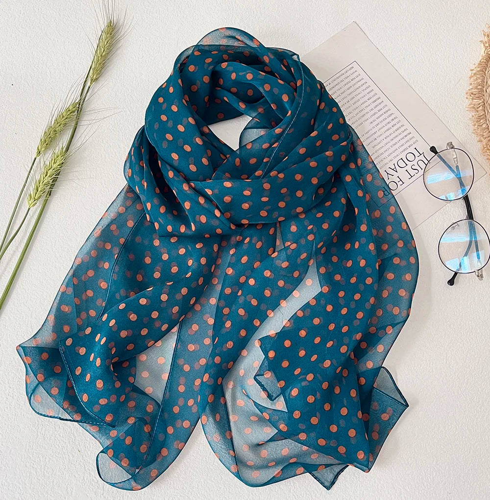 Small Dots Women Elegant  Scarf for Thin Hijab