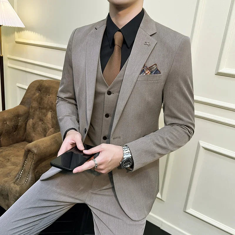 Men's Suit Jacket Vest Pants Casual Business Wearing