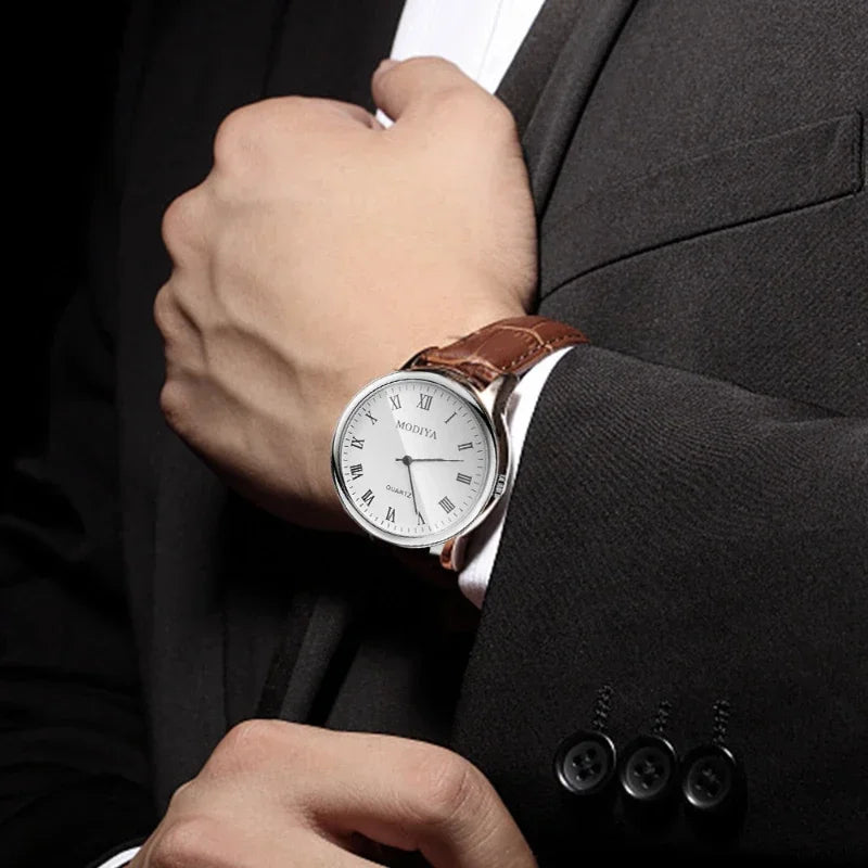 Men Watches Business Leather Strap
