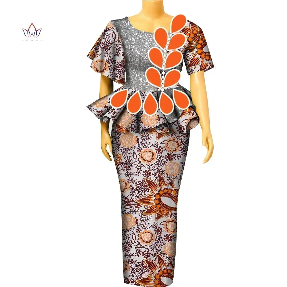 BintaRealWax Africa Two Piece Set for Women Dashiki Water