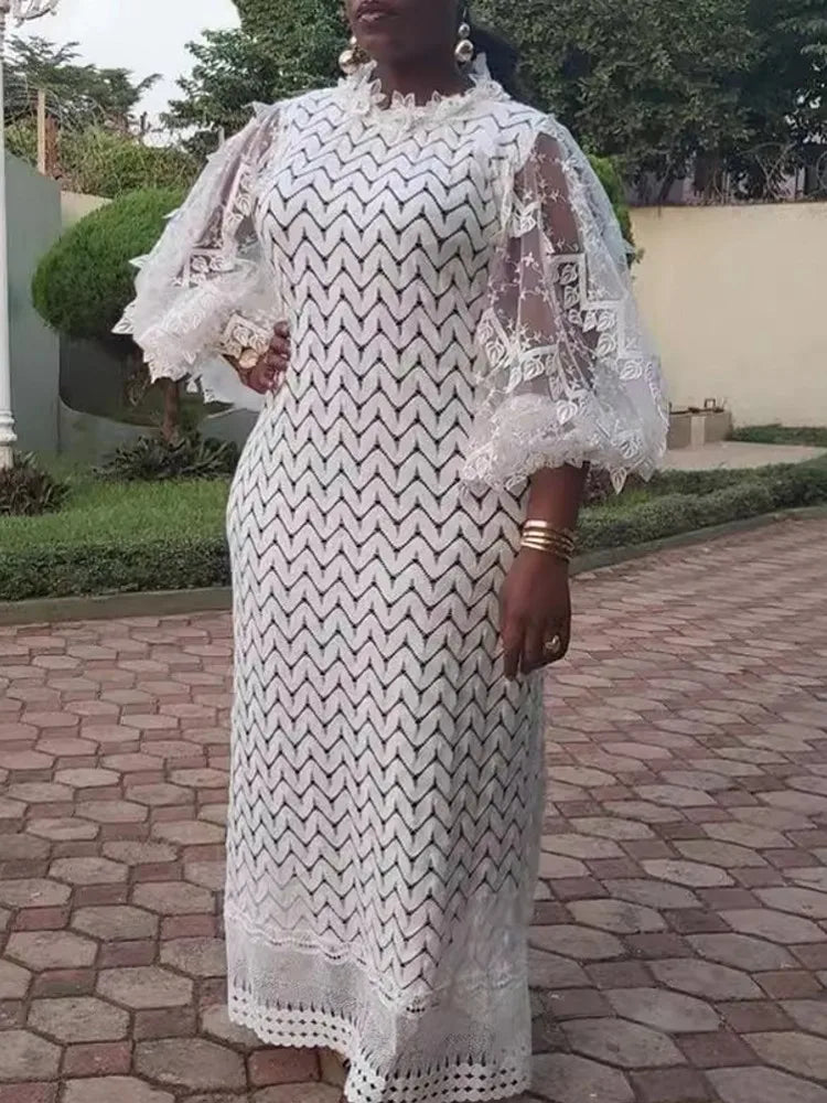 White African Elegant Dresses For Women Hollow Out New Fashion