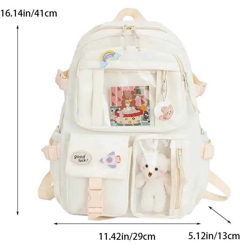 Preppy School Bag Student Backpack Nylon Cute Girl Backpack