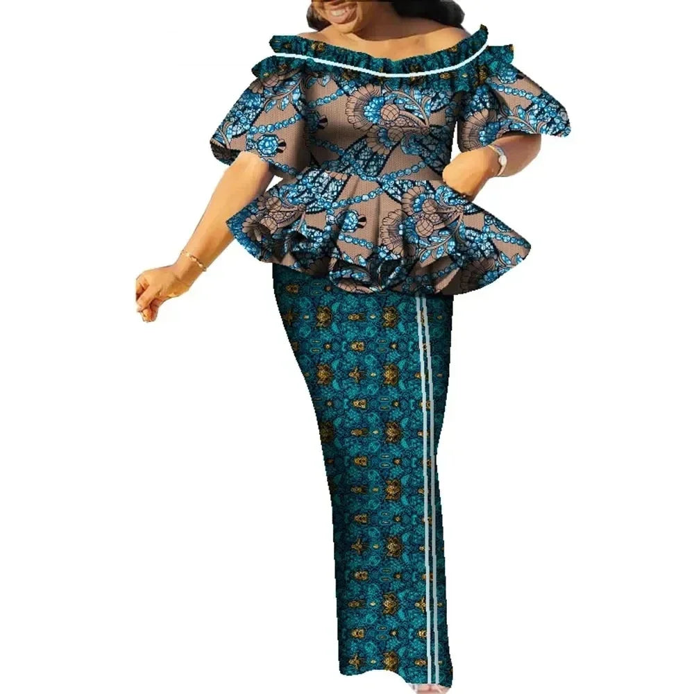 Stock Size Low Price African Tops and Skirt Set for Women