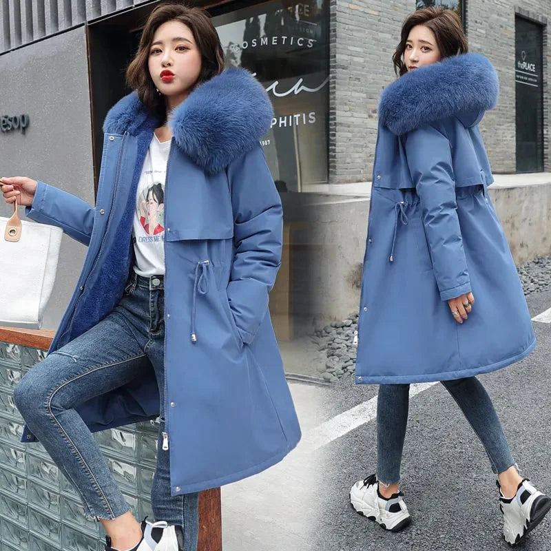 Winter Jacket Women Parka Clothes Long Coat Wool Liner