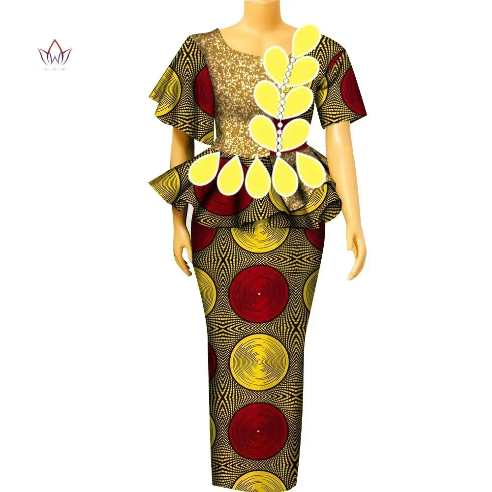 BintaRealWax Africa Two Piece Set for Women Dashiki Water