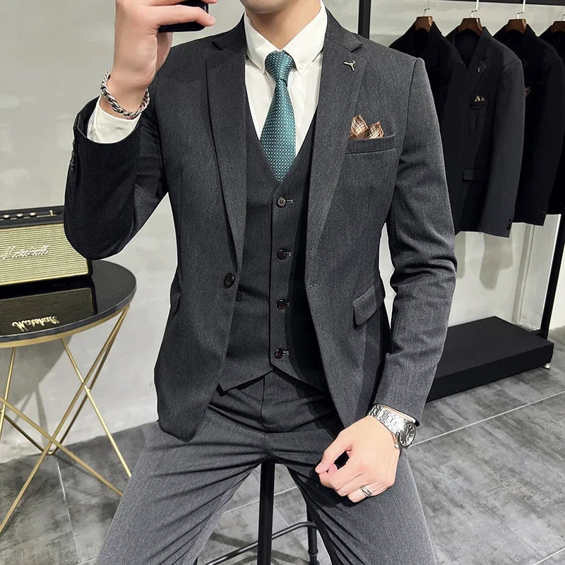 Men's Suit Jacket Vest Pants Casual Business Wearing