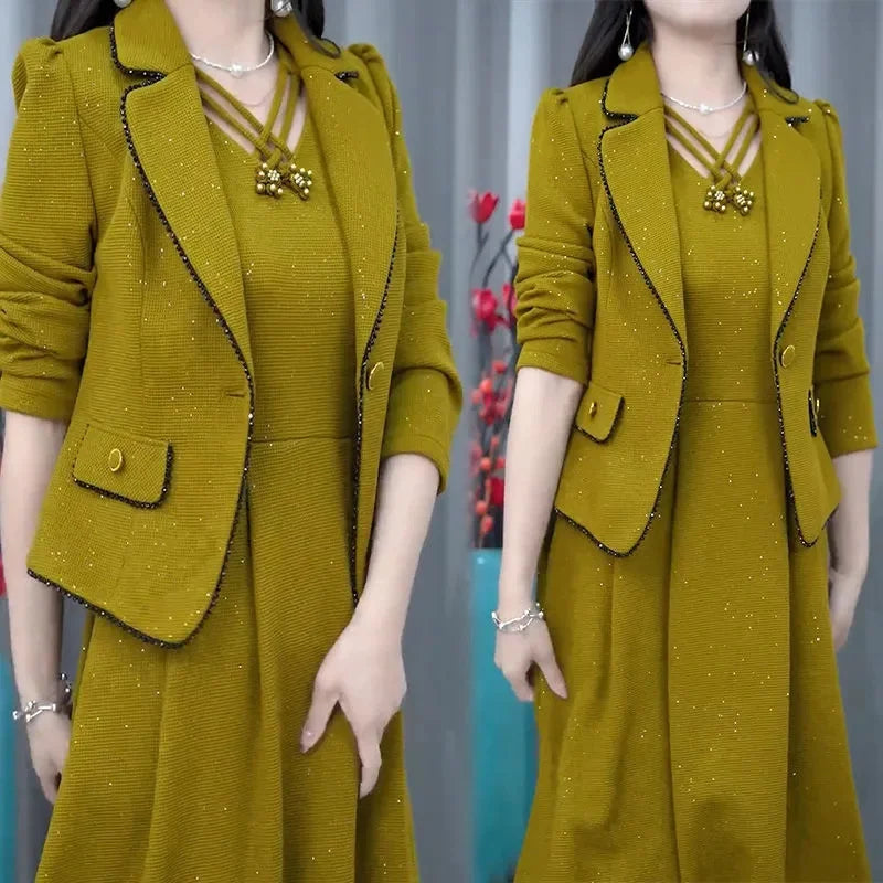 Middle Aged Women Fashion Sets Spring Autumn High  Blazer