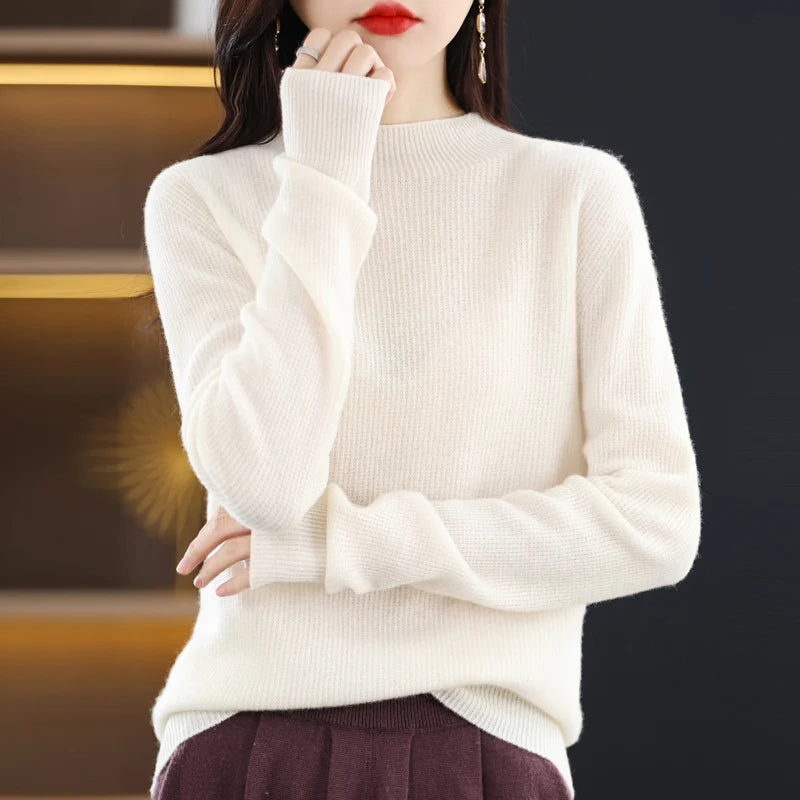 Fall/Winter wool women's semi-high neck sweater
