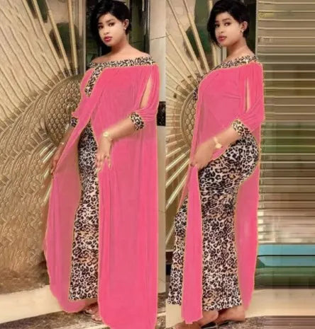 Plus Size Clothing Autumn Sexy Leopard Printed Dashiki Dresses