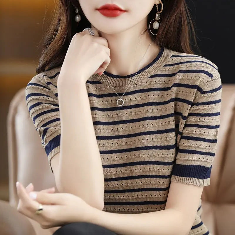 Women Vintage Striped T-Shirt