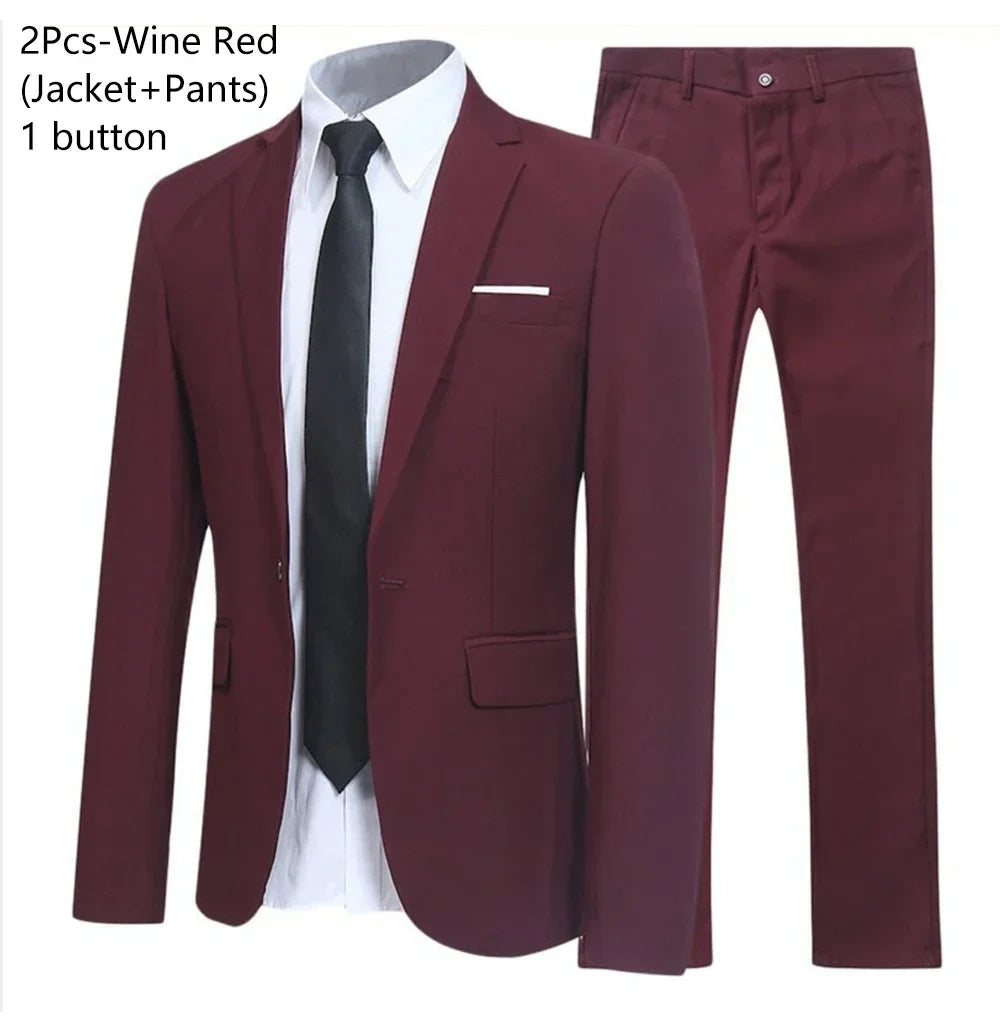 Wedding Suits For Men Pieces Set Elegant Jackets Vest Pants