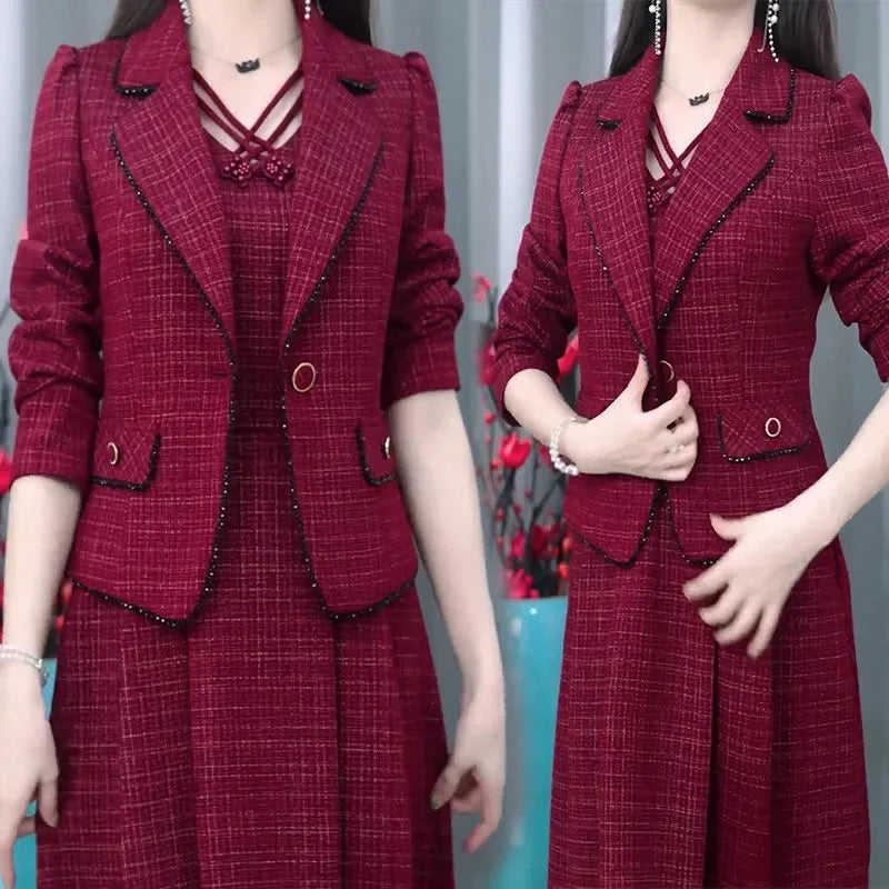 Middle Aged Women Fashion Sets Spring Autumn High  Blazer