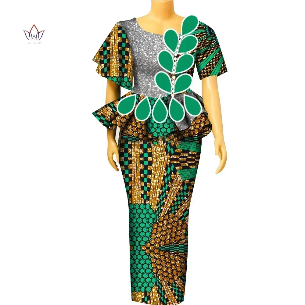 BintaRealWax Africa Two Piece Set for Women Dashiki Water
